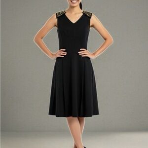BUILT IN SHAPEWEAR / STUDDED CAP DRESS BY NUE BY SHANI / SIZE 10 / MSRP $250